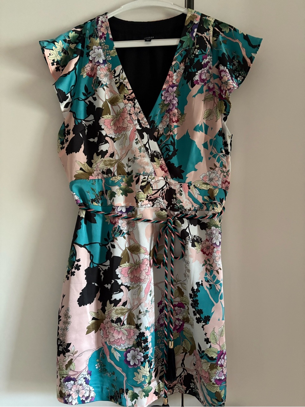 Guess Floral High-Low Dress in Teal, Pink, Black